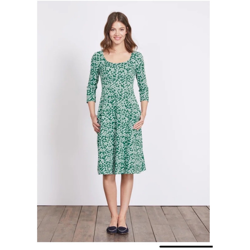 Boden Juliette Ponte Dress 4R Green Fit and Flare Office Geometric Whimsical